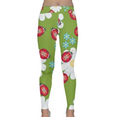 Insect Flower Floral Animals Star Green Red Sunflower Classic Yoga Leggings by Mariart