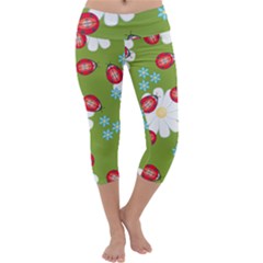 Insect Flower Floral Animals Star Green Red Sunflower Capri Yoga Leggings by Mariart