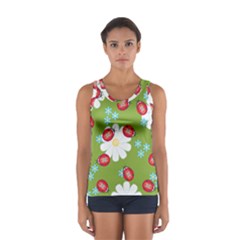 Insect Flower Floral Animals Star Green Red Sunflower Women s Sport Tank Top  by Mariart