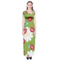 Insect Flower Floral Animals Star Green Red Sunflower Short Sleeve Maxi Dress View1