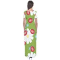 Insect Flower Floral Animals Star Green Red Sunflower Short Sleeve Maxi Dress View2