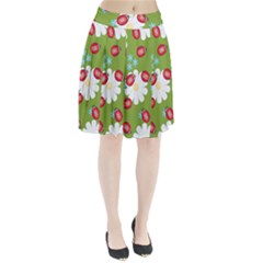 Insect Flower Floral Animals Star Green Red Sunflower Pleated Skirt by Mariart