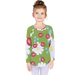 Insect Flower Floral Animals Star Green Red Sunflower Kids  Long Sleeve Tee