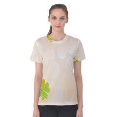 Leaf Polka Dot Green Flower Star Women s Cotton Tee