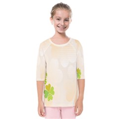 Leaf Polka Dot Green Flower Star Kids  Quarter Sleeve Raglan Tee