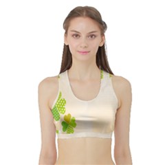 Leaf Polka Dot Green Flower Star Sports Bra With Border by Mariart