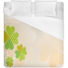 Leaf Polka Dot Green Flower Star Duvet Cover (king Size) by Mariart