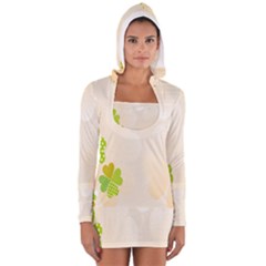 Leaf Polka Dot Green Flower Star Women s Long Sleeve Hooded T-shirt by Mariart