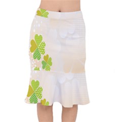 Leaf Polka Dot Green Flower Star Mermaid Skirt