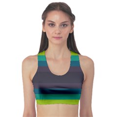 Neon Stripes Line Horizon Color Rainbow Yellow Blue Purple Black Sports Bra by Mariart