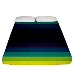 Neon Stripes Line Horizon Color Rainbow Yellow Blue Purple Black Fitted Sheet (california King Size) by Mariart