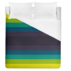 Neon Stripes Line Horizon Color Rainbow Yellow Blue Purple Black Duvet Cover (queen Size) by Mariart