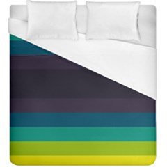 Neon Stripes Line Horizon Color Rainbow Yellow Blue Purple Black Duvet Cover (king Size) by Mariart