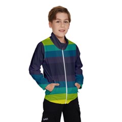 Neon Stripes Line Horizon Color Rainbow Yellow Blue Purple Black Wind Breaker (kids) by Mariart