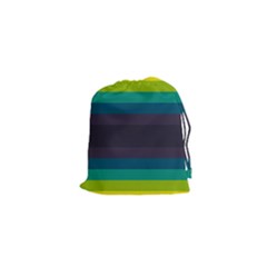 Neon Stripes Line Horizon Color Rainbow Yellow Blue Purple Black Drawstring Pouches (xs)  by Mariart