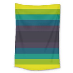 Neon Stripes Line Horizon Color Rainbow Yellow Blue Purple Black Large Tapestry by Mariart