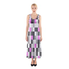 Pink Grey Black Plaid Original Sleeveless Maxi Dress by Mariart