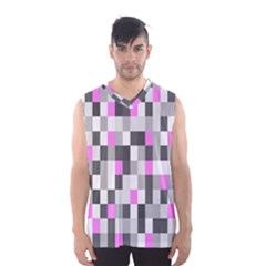 Pink Grey Black Plaid Original Men s Basketball Tank Top by Mariart