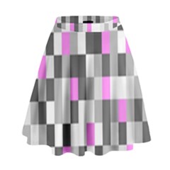 Pink Grey Black Plaid Original High Waist Skirt by Mariart