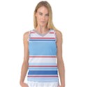 Navy Blue White Red Stripe Blue Finely Striped Line Women s Basketball Tank Top View1