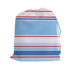 Navy Blue White Red Stripe Blue Finely Striped Line Drawstring Pouches (xxl) by Mariart