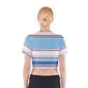 Navy Blue White Red Stripe Blue Finely Striped Line Cotton Crop Top View2