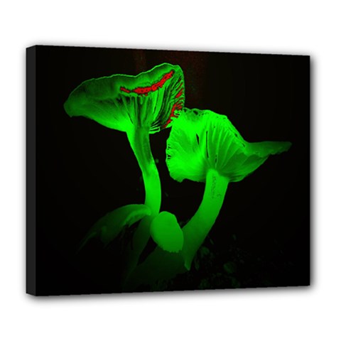 Neon Green Resolution Mushroom Deluxe Canvas 24  X 20   by Mariart