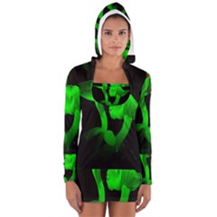 Neon Green Resolution Mushroom Women s Long Sleeve Hooded T-shirt by Mariart