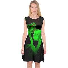 Neon Green Resolution Mushroom Capsleeve Midi Dress by Mariart