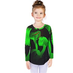 Neon Green Resolution Mushroom Kids  Long Sleeve Tee