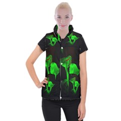 Neon Green Resolution Mushroom Women s Button Up Puffer Vest by Mariart