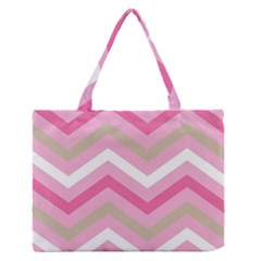 Pink Red White Grey Chevron Wave Medium Zipper Tote Bag by Mariart