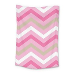 Pink Red White Grey Chevron Wave Small Tapestry by Mariart