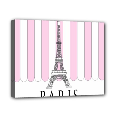 Pink Paris Eiffel Tower Stripes France Canvas 10  X 8  by Mariart