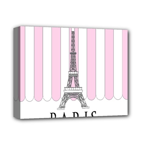 Pink Paris Eiffel Tower Stripes France Deluxe Canvas 14  X 11  by Mariart