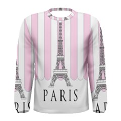 Pink Paris Eiffel Tower Stripes France Men s Long Sleeve Tee by Mariart