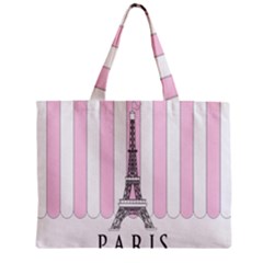 Pink Paris Eiffel Tower Stripes France Zipper Mini Tote Bag by Mariart