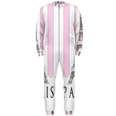 Pink Paris Eiffel Tower Stripes France Onepiece Jumpsuit (men)  by Mariart