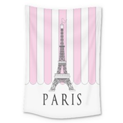 Pink Paris Eiffel Tower Stripes France Large Tapestry by Mariart