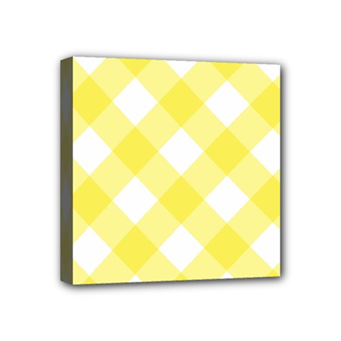 Plaid Chevron Yellow White Wave Mini Canvas 4  X 4  by Mariart