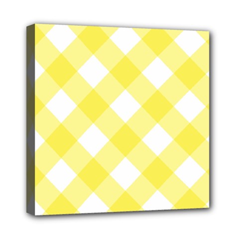 Plaid Chevron Yellow White Wave Mini Canvas 8  X 8  by Mariart