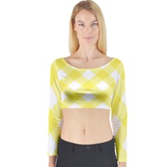 Plaid Chevron Yellow White Wave Long Sleeve Crop Top by Mariart