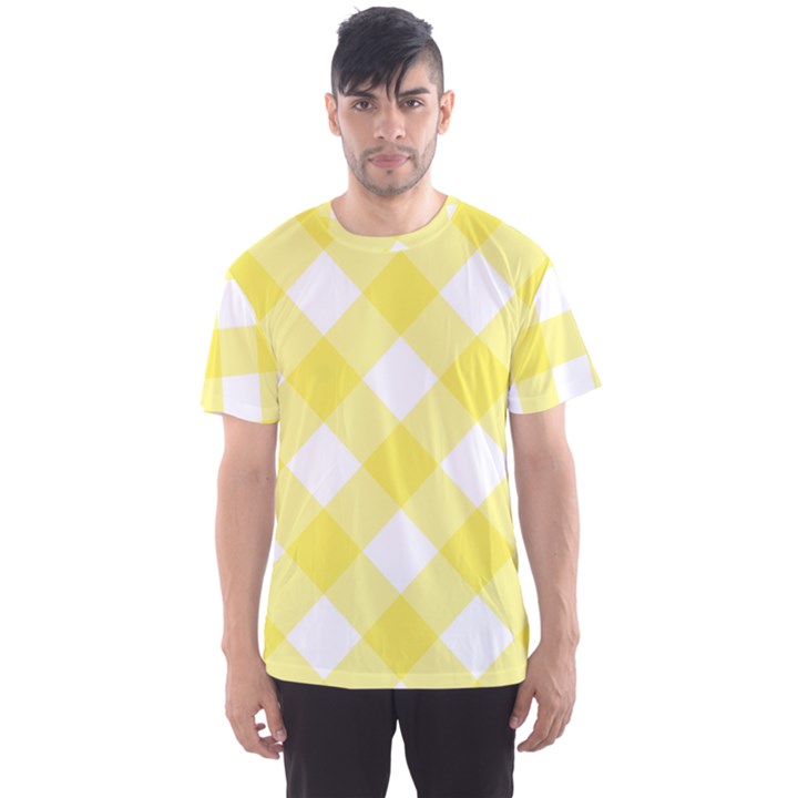 Plaid Chevron Yellow White Wave Men s Sport Mesh Tee