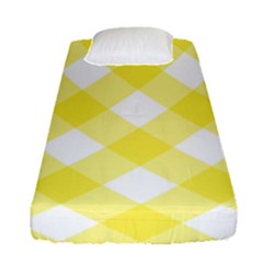 Plaid Chevron Yellow White Wave Fitted Sheet (single Size) by Mariart