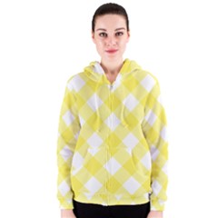 Plaid Chevron Yellow White Wave Women s Zipper Hoodie by Mariart