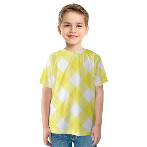 Plaid Chevron Yellow White Wave Kids  Sport Mesh Tee by Mariart