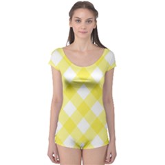 Plaid Chevron Yellow White Wave Boyleg Leotard  by Mariart