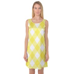 Plaid Chevron Yellow White Wave Sleeveless Satin Nightdress by Mariart