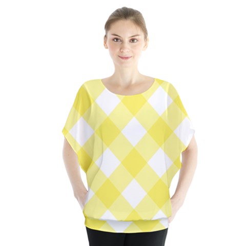 Plaid Chevron Yellow White Wave Blouse by Mariart