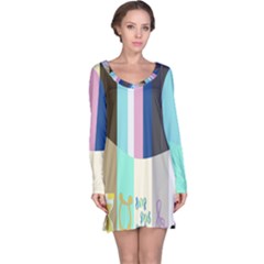 Rainbow Color Line Vertical Rose Bubble Note Carrot Long Sleeve Nightdress by Mariart